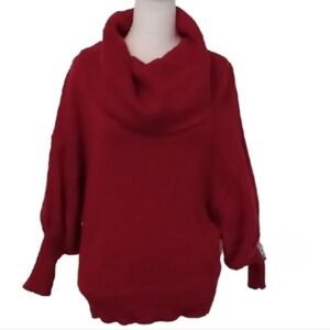 -- Cozy Red Cowl Neck Sweater
